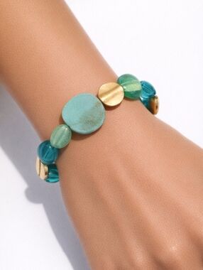 Avenue Luxe Turquoise & Gold Beaded Stretch Bracelet – Bold  Colorful Jewelry